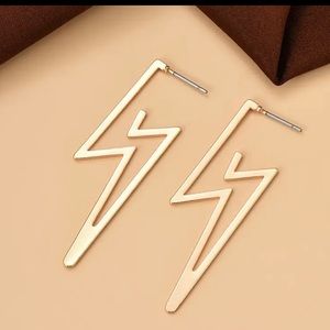 Lightning Stud Earrings; Golden